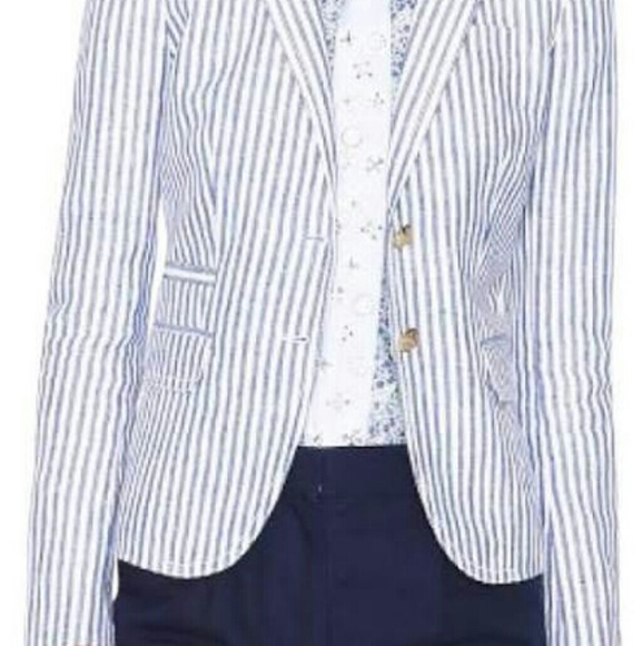J. Crew Jackets & Blazers - J.Crew Schoolboy jacket,linen,blue and white